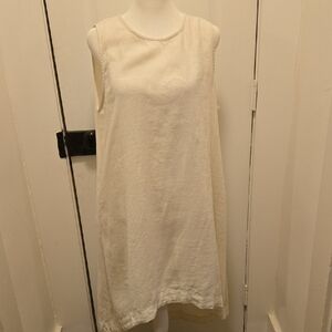 Chic Sleeveless Cream Dress M LINEN